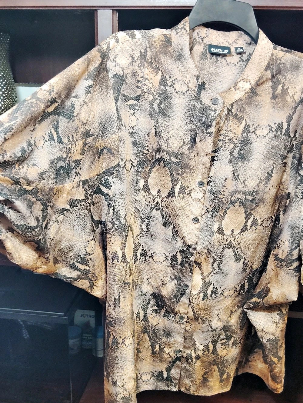 Allen B. Animal Print Button Down Shirt in Brown & Black XL